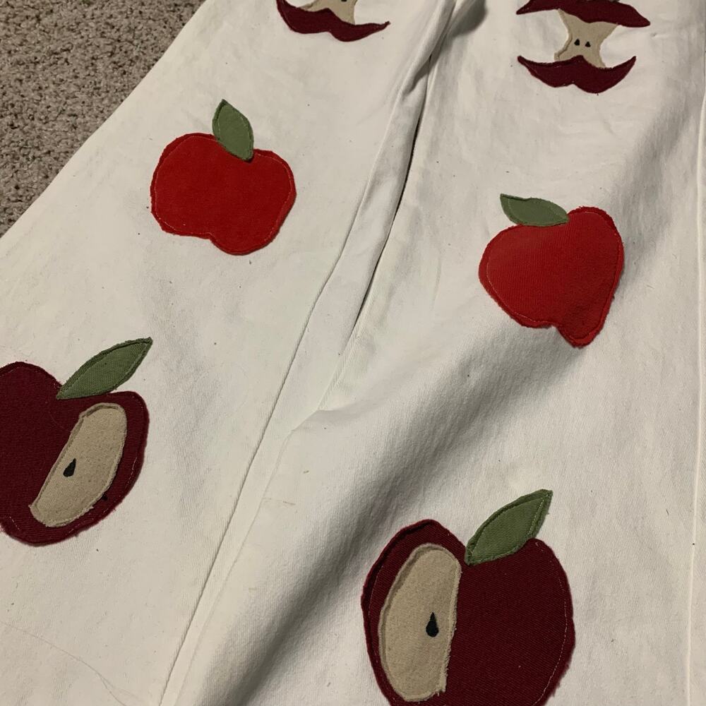 Custom Upcycled Apple Patchwork White Denim Jumpsuit Bootcut Small - Picture 2 of 7